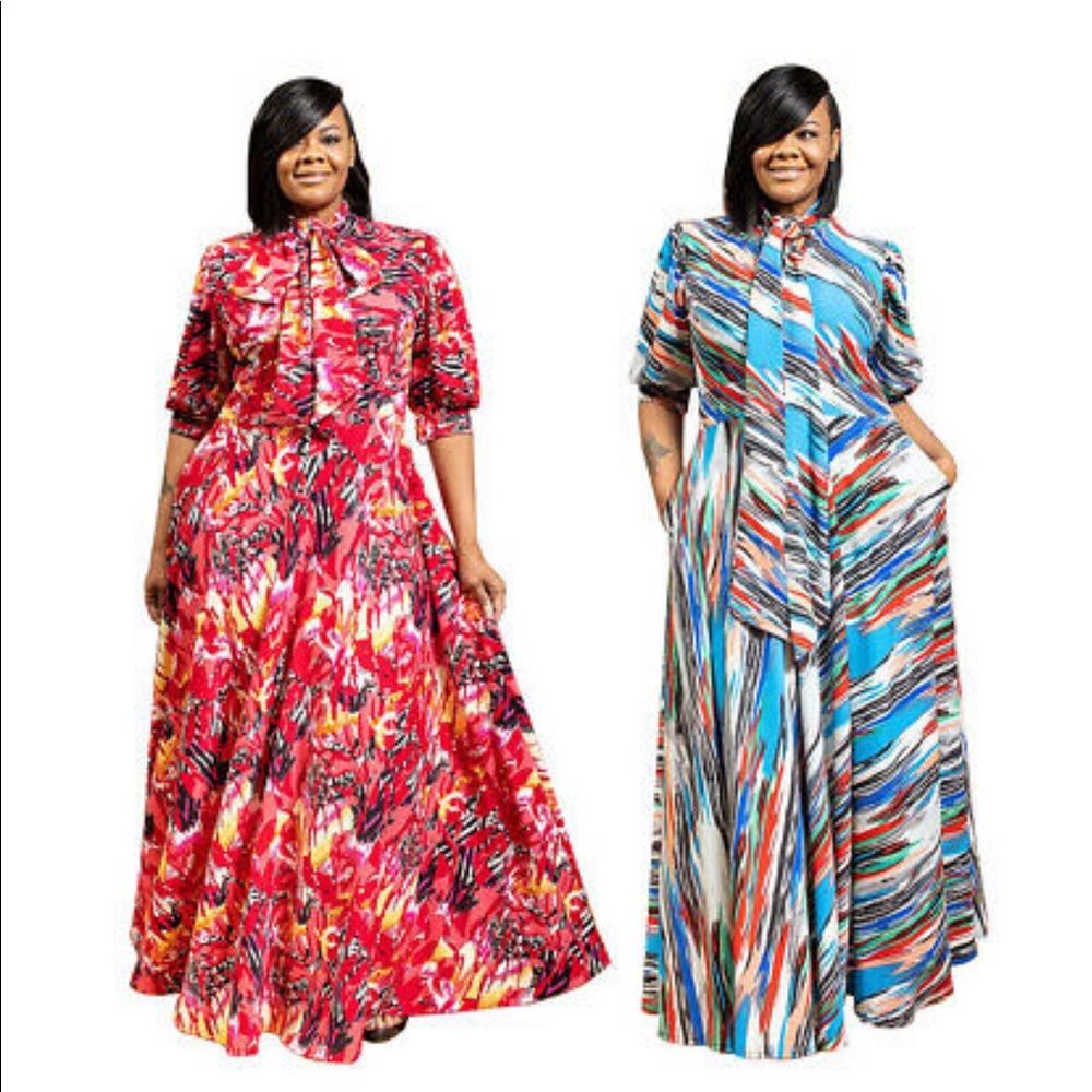 ❤️Long Printed Maxie Dress w/Pockets!